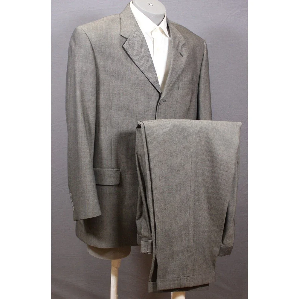 Kenneth Cole NY Wool Gray 2 piece Suit 3 Btn 43L Pleated Fronts 34